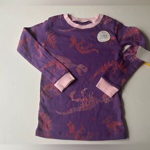 Burt's Bees Dinosaur Skeleton Pajama shirt 3T 100% Organic Cotton